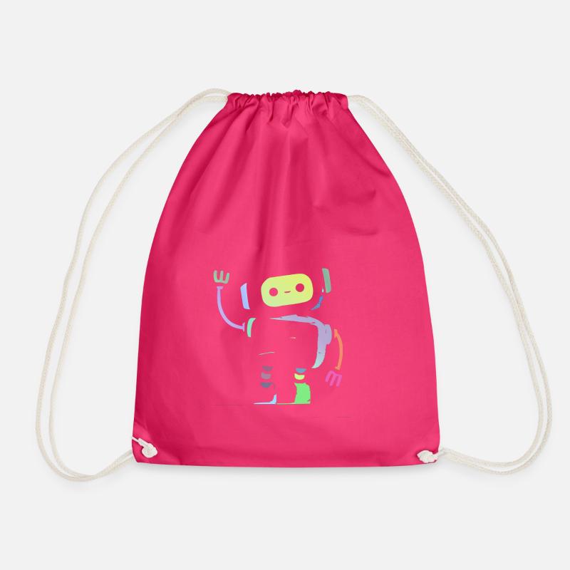 Robot pastel amusant - Drawstring Bag - fuchsia