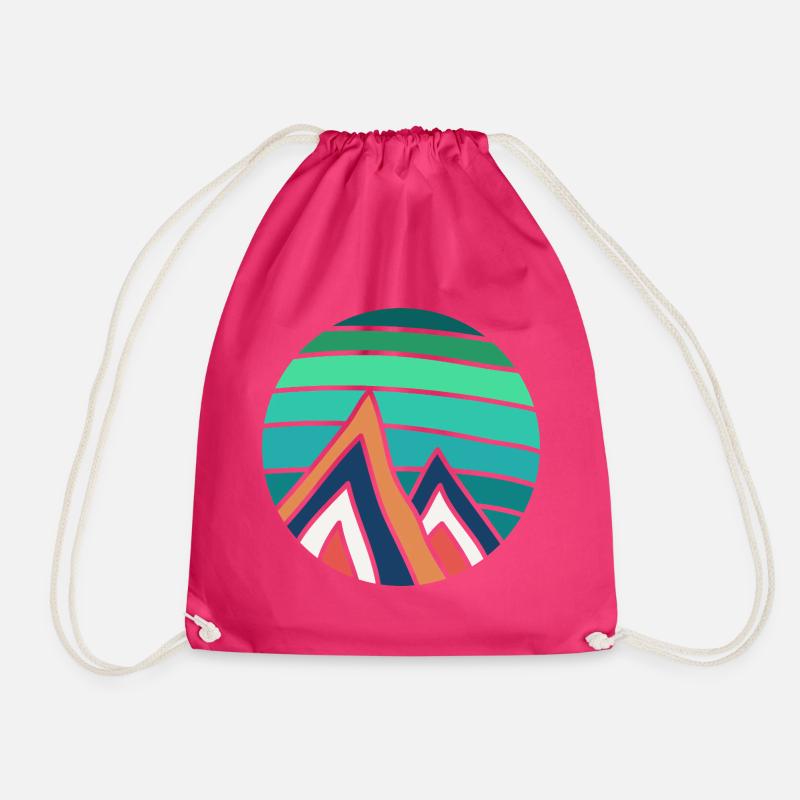 Turquoise Circle Mountains - Drawstring Bag - fuchsia
