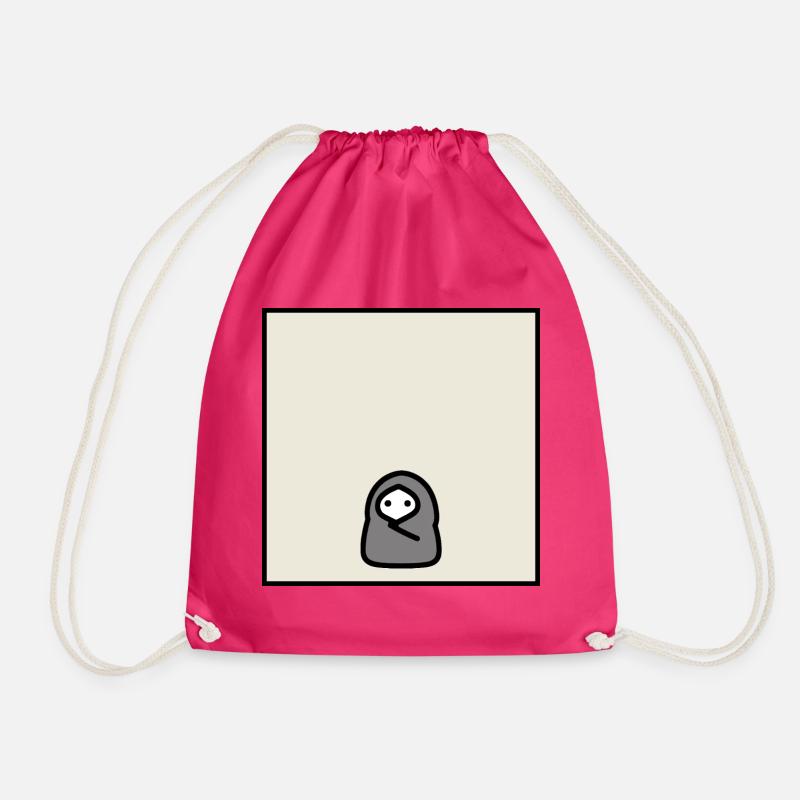 Introvert Cocoon Minimal Meme Character - Drawstring Bag - fuchsia
