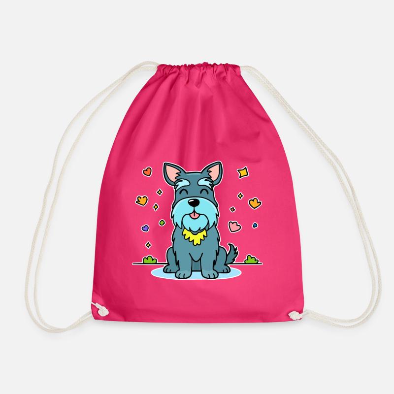 Miniature Schnauzer (comic) - Drawstring Bag - fuchsia
