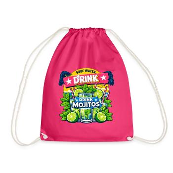 Save the water, drink Mojitos - Drawstring Bag - fuchsia - Front