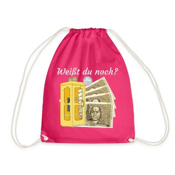 Weißt du noch? Handzeichnung Geld, Nostalgie  - Turnbeutel - Fuchsia - Vorne