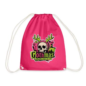 Gothmas Halloween hört nie auf Totenkopf Shirt - Turnbeutel - Fuchsia - Vorne
