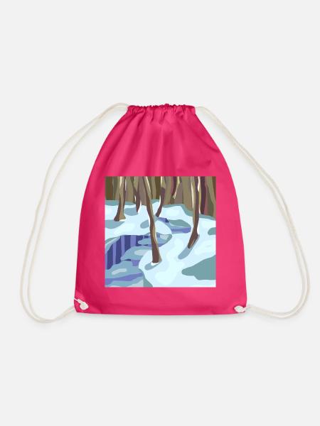 Pastell-Stil Winterwald - Turnbeutel - Fuchsia