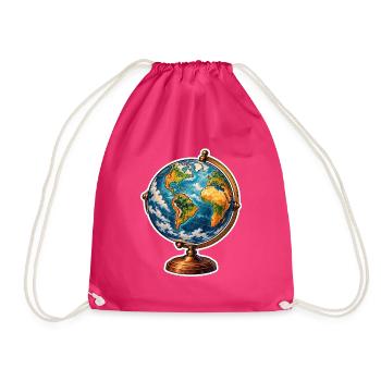Weltkugel Retrostand - Turnbeutel - Fuchsia - Vorne