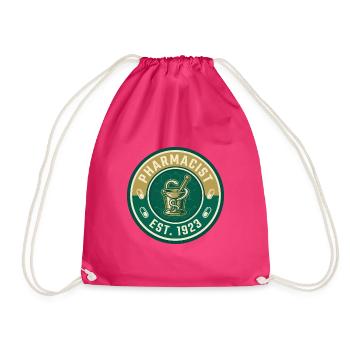 Vintage Apotheker-Mörser-Stößel Hygieia-Abzeichen - Turnbeutel - Fuchsia - Vorne