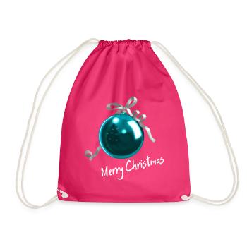 Christbaumkugel Blau - Merry Christmas - Turnbeutel - Fuchsia - Vorne