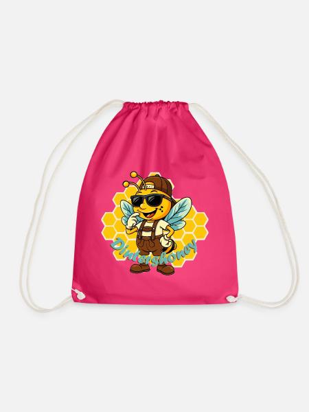Honigbiene Styleheld mit Sonnenbrille - Turnbeutel - Fuchsia