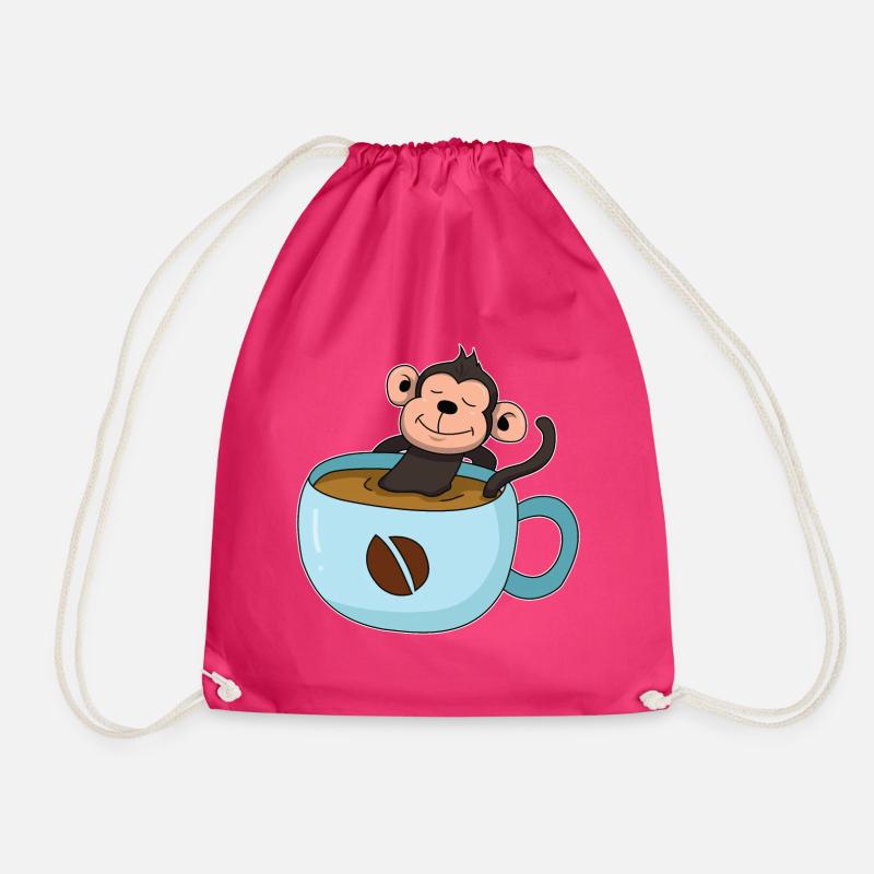Kaffee-Äffchen - Turnbeutel - Fuchsia