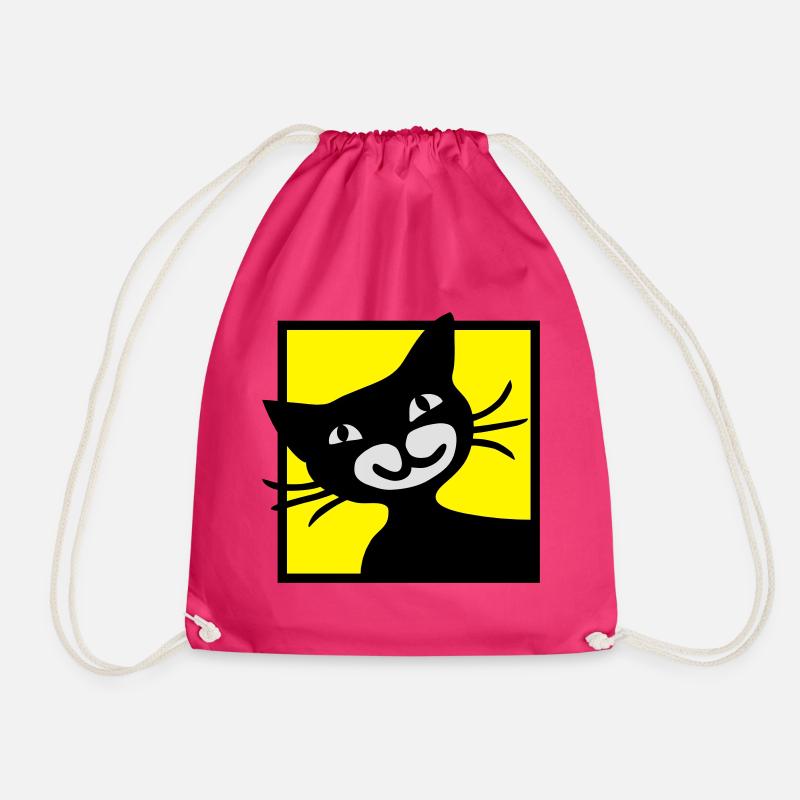 Cat - Drawstring Bag - fuchsia