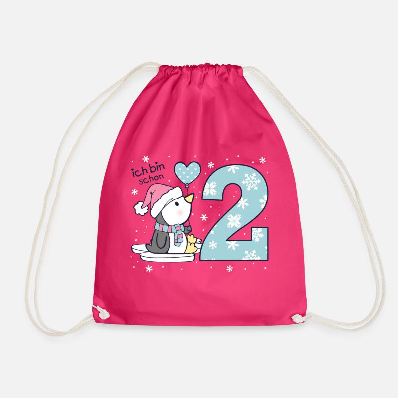 2. Geburtstag niedlicher Pinguin Mädchen Geschenk - Turnbeutel - Fuchsia
