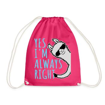 Yes, I'm Always Right Sarkasmus Lama Sonnenbrille - Turnbeutel - Fuchsia - Vorne