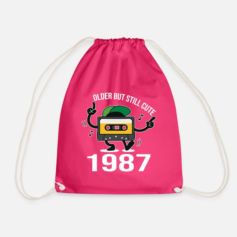 1987 Birthday 1987 Born In 1987 Birthday - Drawstring Bag - fuchsia