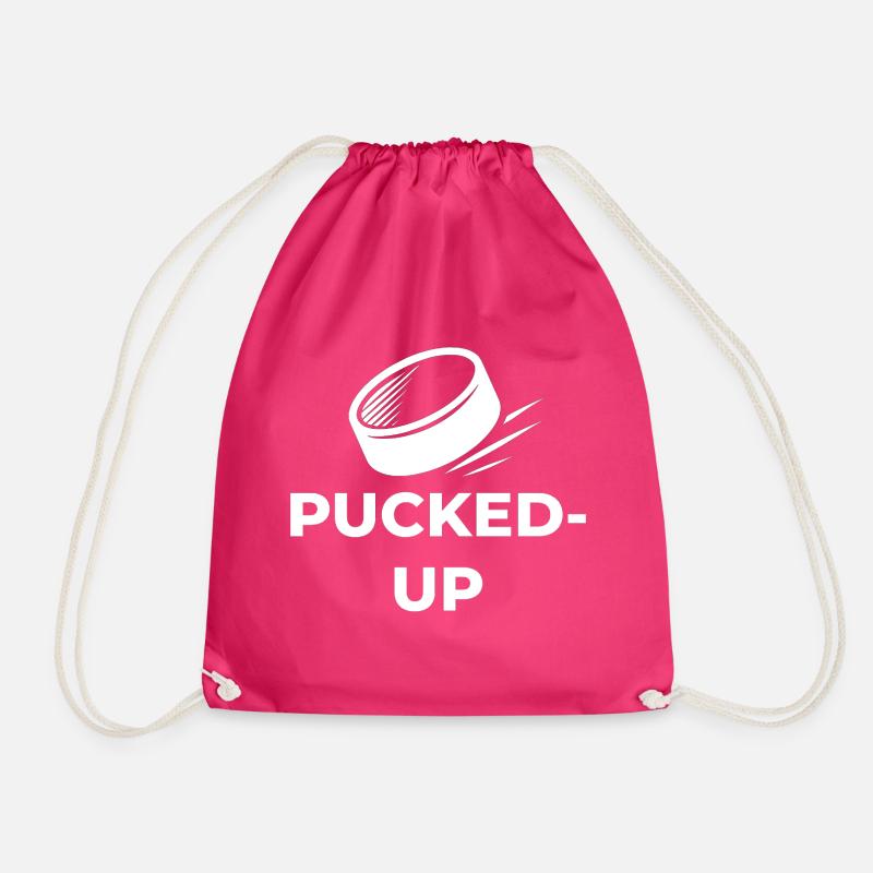 PUcked up_white_logo - Drawstring Bag - fuchsia