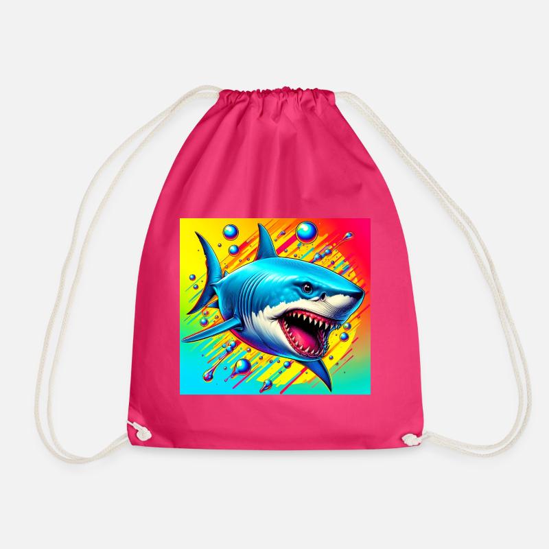 Shark - Drawstring Bag - fuchsia