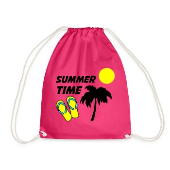 Beach flip-flops in the sunlight - Drawstring Bag - fuchsia - Front