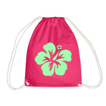 Mint Hibiskus Silhouette - Turnbeutel - Fuchsia - Vorne