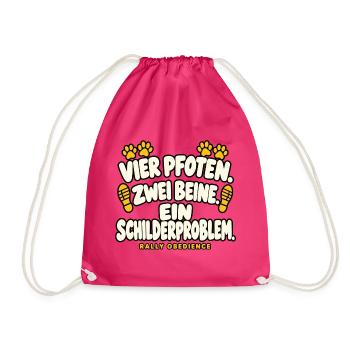 Vier Pfoten zwei Beine ein Schilderproblem - Turnbeutel - Fuchsia - Vorne