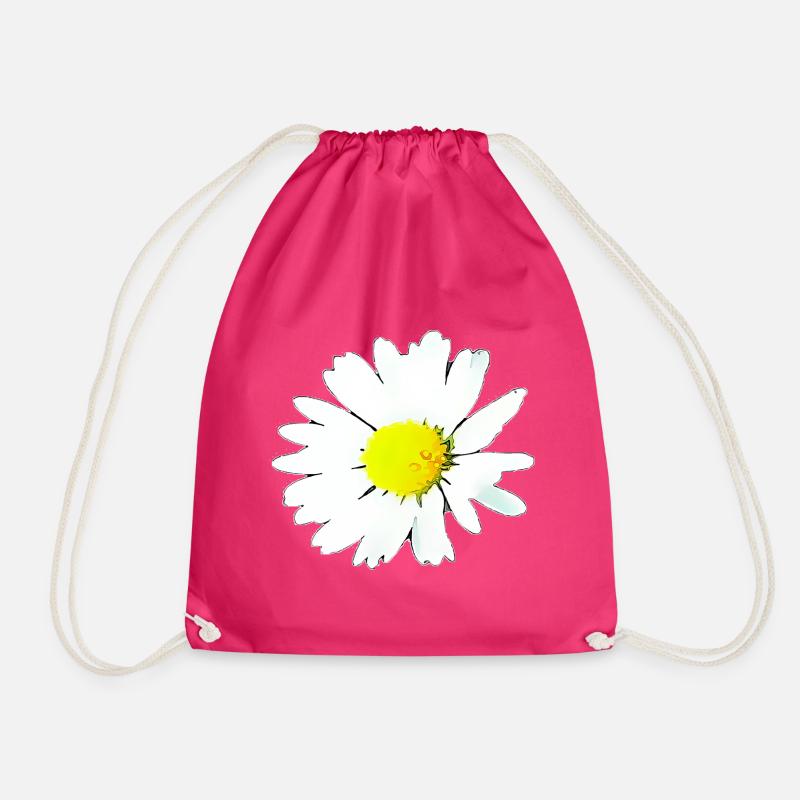Flower - Daisy - Drawstring Bag - fuchsia