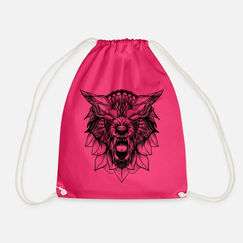 Wolf - Drawstring Bag - fuchsia