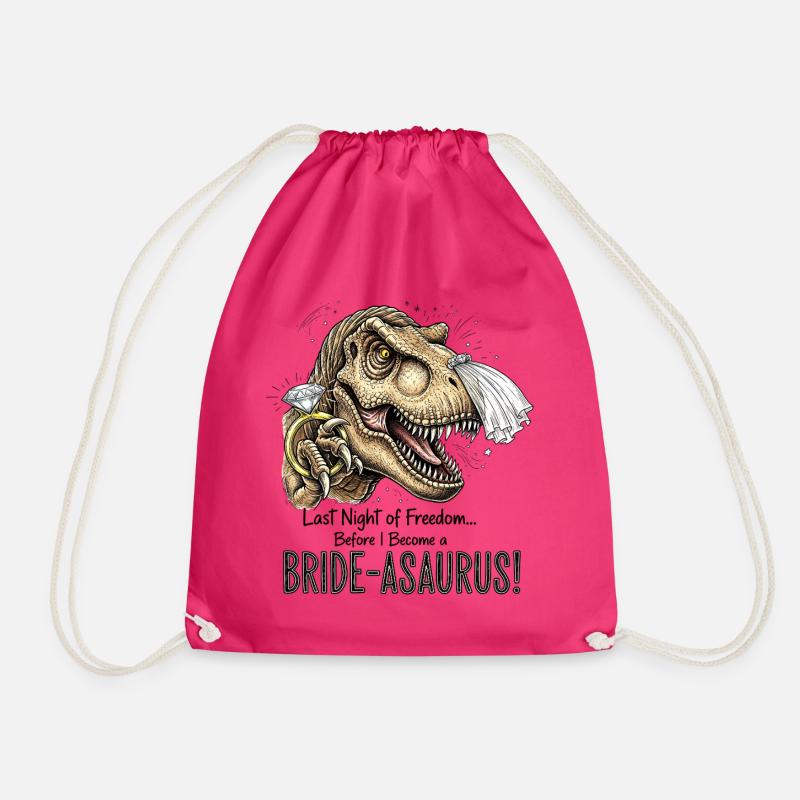 Bride-aurus: Dino Bridal Night - Drawstring Bag - fuchsia