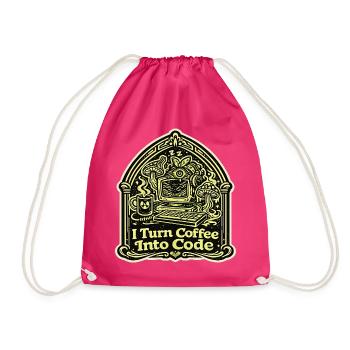 I Turn Coffee Into Code Entwickler Design - Turnbeutel - Fuchsia - Vorne