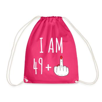 49 Plus 50 Geburtstag Frau Frecher Spruch - Turnbeutel - Fuchsia - Vorne