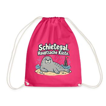 Schietegal Hauptsache Küste Fischkopp - Turnbeutel - Fuchsia - Vorne