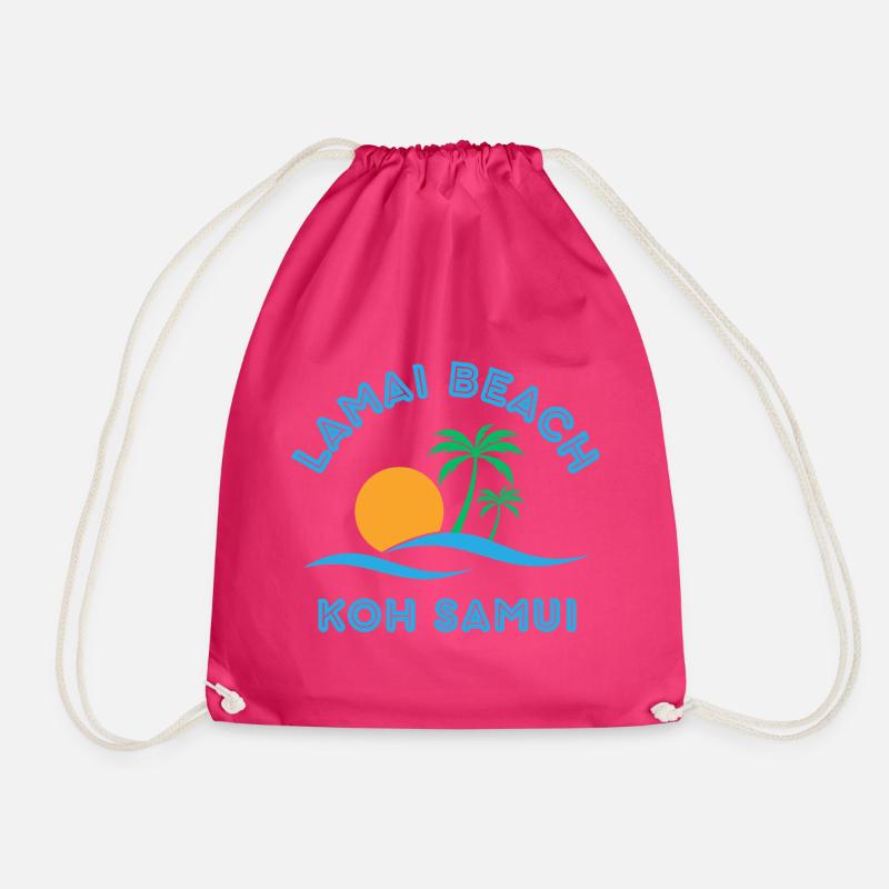Lamai Beach Koh Samui Palm Sunset - Drawstring Bag - fuchsia