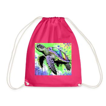 turtle - Drawstring Bag - fuchsia - Front