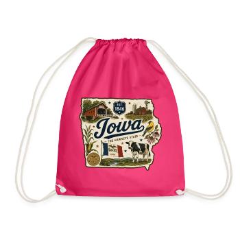 Iowa Hawkeye State Vintage Farm Aufkleber - Turnbeutel - Fuchsia - Vorne