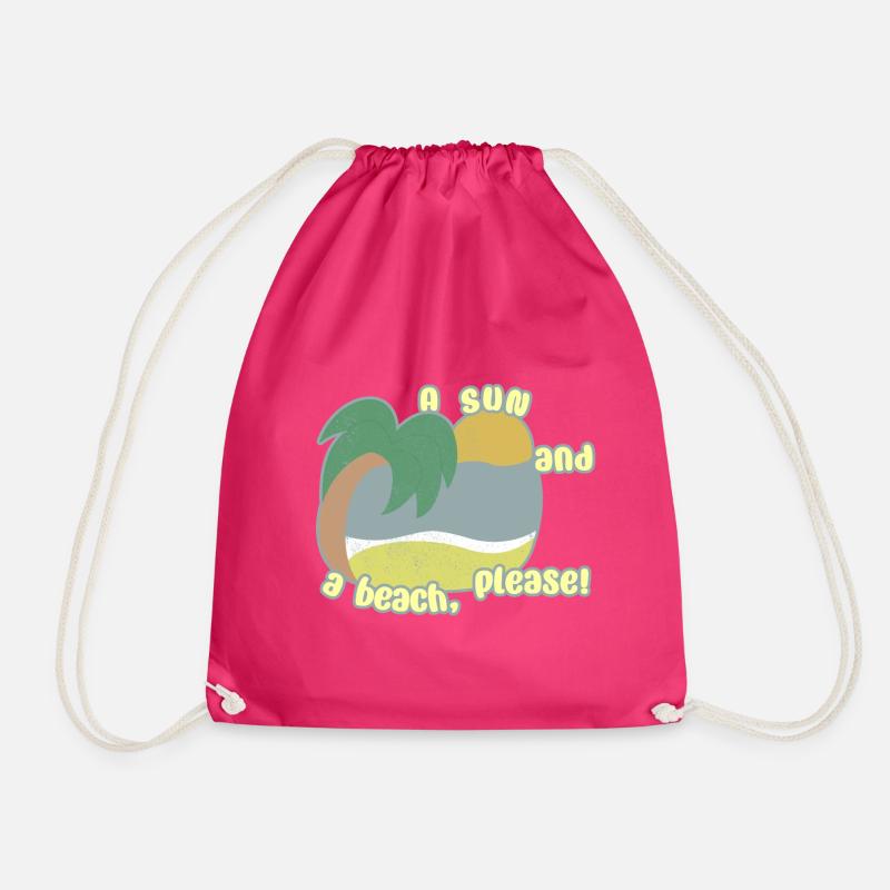 Sun and Beach - Drawstring Bag - fuchsia