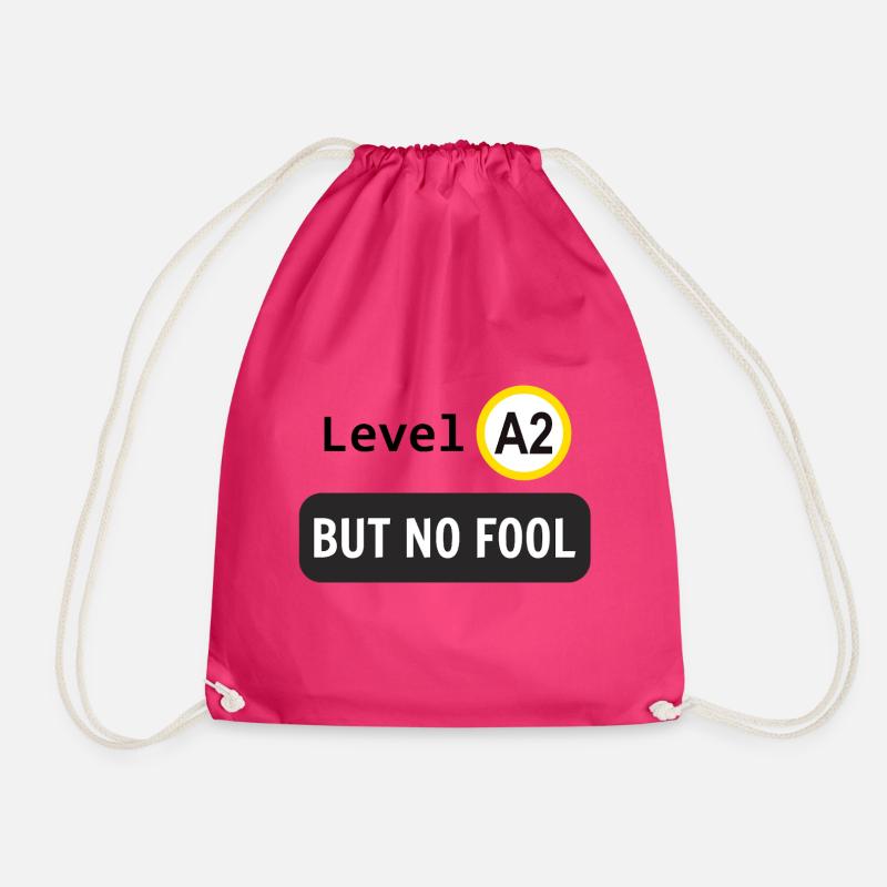 Language level A2, but no fool - Drawstring Bag - fuchsia