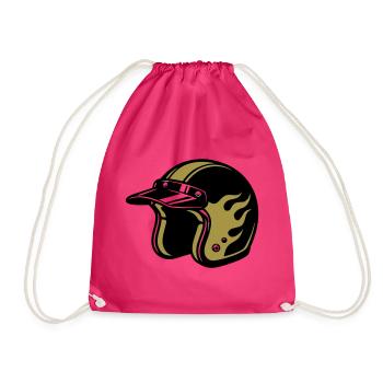 Motorradhelm Flammen Biker Motorrad Club - Turnbeutel - Fuchsia - Vorne