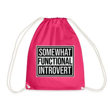 Somewhat Functional Introvert Spruch Logo Text - Turnbeutel - Fuchsia - Vorne