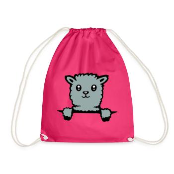 Lama mignon alpaga moelleux qui sort - Sac de sport léger - fuchsia - Devant