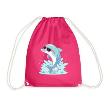 Delfin-Sommer-Pinkbrille - Turnbeutel - Fuchsia - Vorne