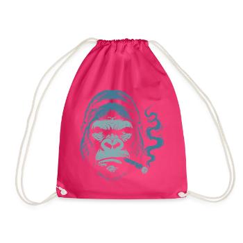 Gorilla mit Zigarrenporträt - Turnbeutel - Fuchsia - Vorne
