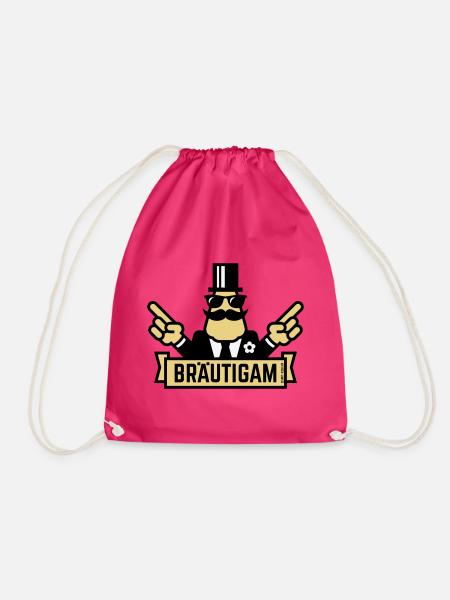 Bräutigam Handzeichen (Polterabend / JGA / 3C) - Turnbeutel - Fuchsia