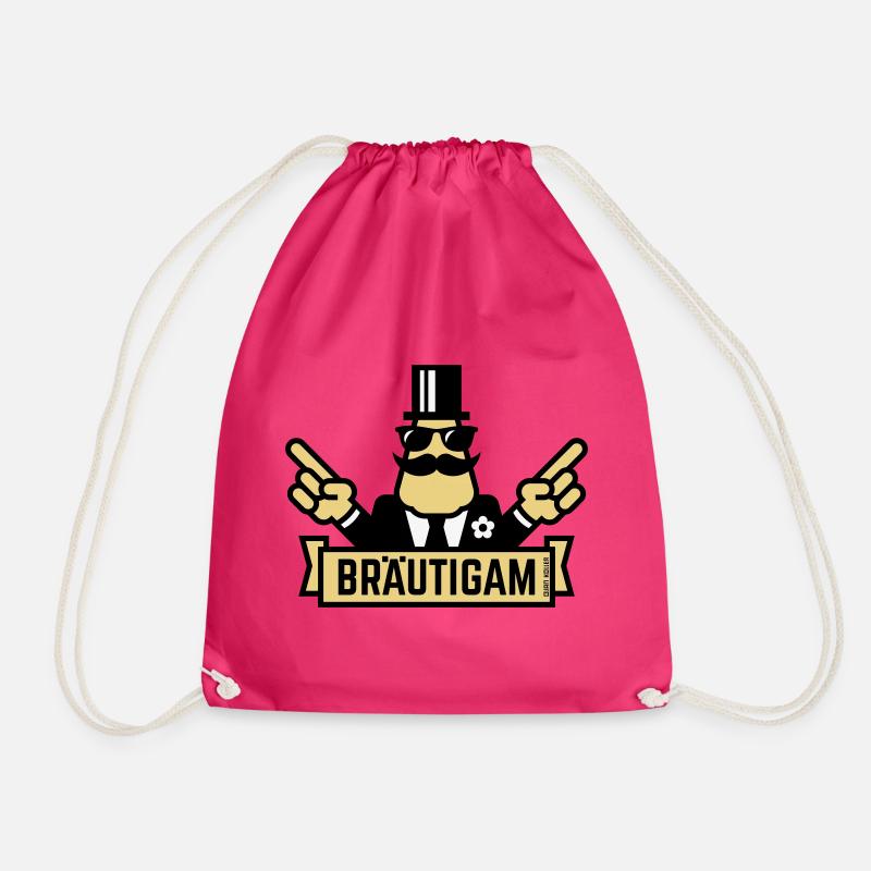 Bräutigam Handzeichen (Polterabend / JGA / 3C) - Turnbeutel - Fuchsia