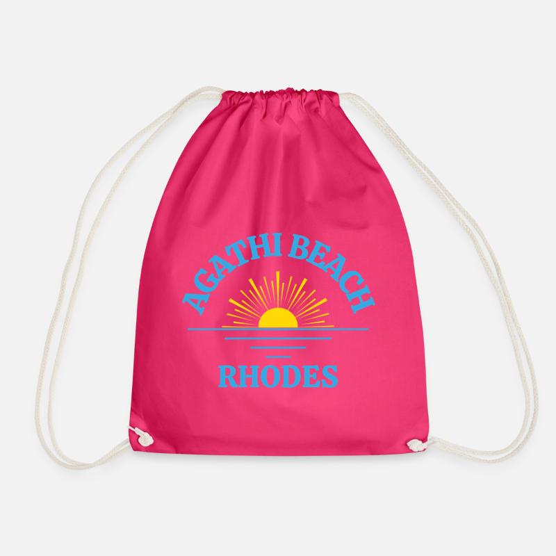 Agathi Beach Rhodes Sunrise - Drawstring Bag - fuchsia