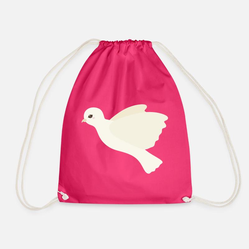 Ivory Dove in Flight - Drawstring Bag - fuchsia