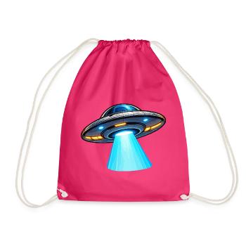 UFO Lichtstrahl Alien-Design - Turnbeutel - Fuchsia - Vorne