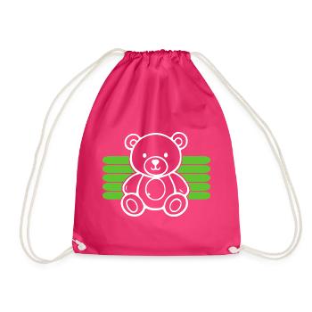 Baby Spielzeug Teddybär Stofftier lustige Sprüche - Turnbeutel - Fuchsia - Vorne