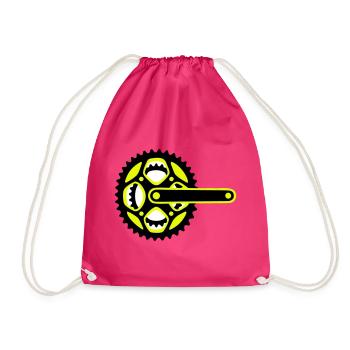 Bicycle Chainring Icon - Drawstring Bag - fuchsia - Front