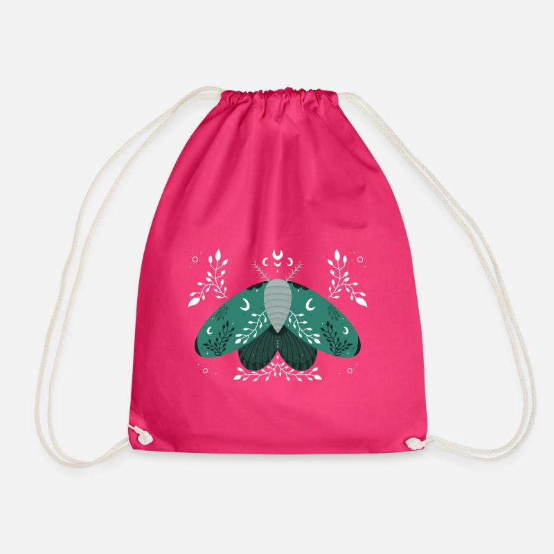 Papillon de nuit vert avec feuillage - Sac de sport léger - fuchsia