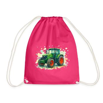Tracteur aquarelle aux couleurs vibrantes - Sac de sport léger - fuchsia - Devant