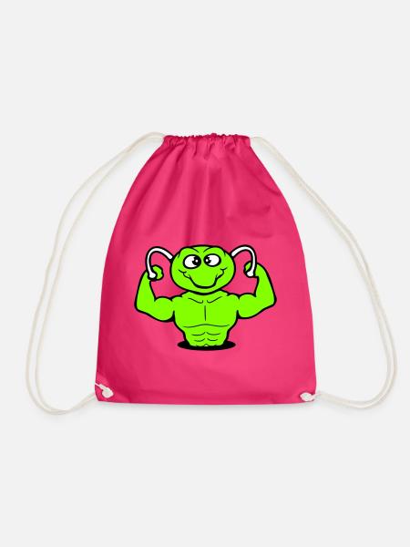 Raupe Bodybuilder Muskelaufbau Stark Fitness Gym - Turnbeutel - Fuchsia