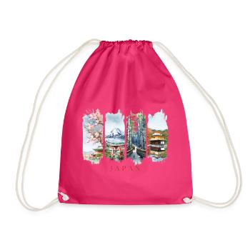 Japan Vacation Travel – Cherry Blossom & Mount Fuji - Drawstring Bag - fuchsia - Front