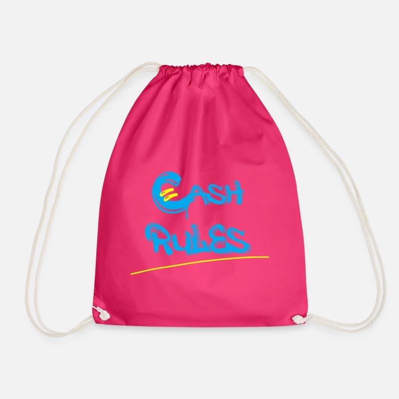 Money Rules Graffiti Lettering - Drawstring Bag - fuchsia